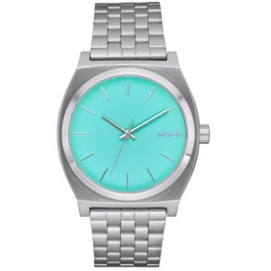 Nixon watch with silver bracelet and turquoise dial