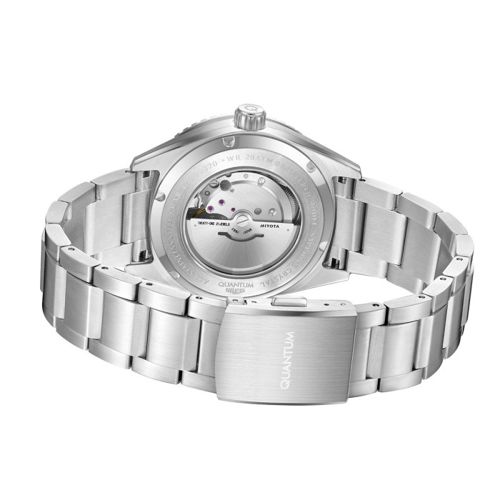 Quantum automatic diver watch with black dial and stainless steel bracelet