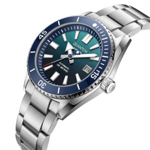 Quantum automatic diver watch with blue dial and stainless steel bracelet