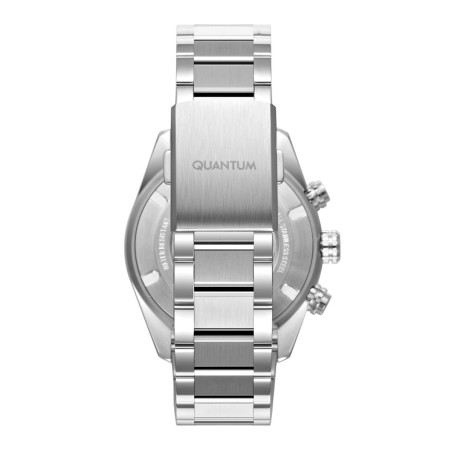 Quantum chronograph watch with green dial and stainless steel bracelet