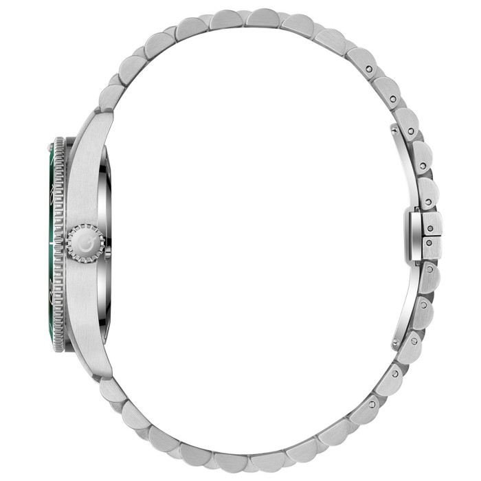 Quantum watch with green dial and stainless steel bracelet