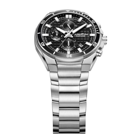 Ρολόι Quantum | Μαύρο Καντράν Ασημί Μπρασελέ