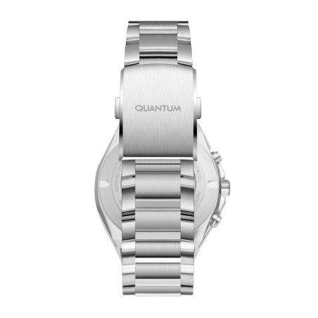 Quantum chronograph watch with green dial and silver bracelet