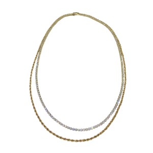 14K gold necklace with zircon stones