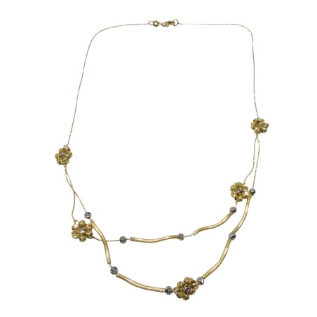 Δίχρωμο χρυσό κολιέ 14Κ