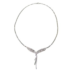 14K white gold necklace with zircon stones