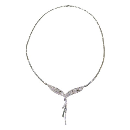 14K white gold necklace with zircon stones