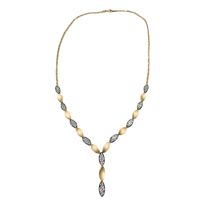 Ροζ χρυσό κολιέ 14Κ με πέτρες ζιργκόν