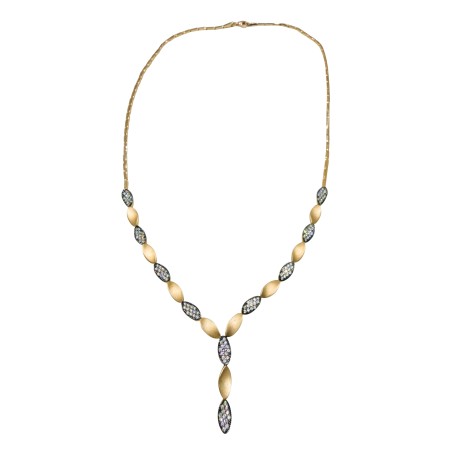 Ροζ χρυσό κολιέ 14Κ με πέτρες ζιργκόν