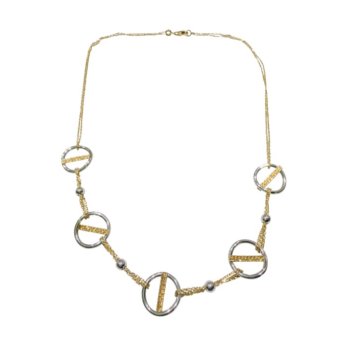 Δίχρωμο χρυσό γυναικείο κολιέ 14Κ