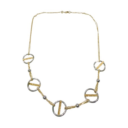 Δίχρωμο χρυσό γυναικείο κολιέ 14Κ