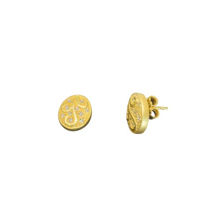 14K gold stud earrings with zircon stones