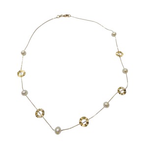 14K gold necklace with pearls