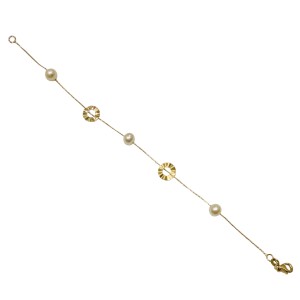 14K gold chain bracelet with pearl