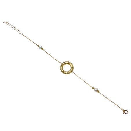 14K gold chain bracelet with pearl