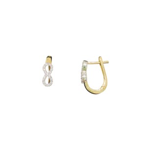 14K two tone gold earrings with zircon stones