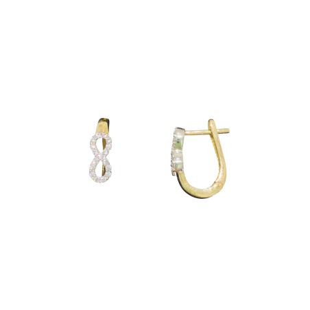 14K two tone gold earrings with zircon stones