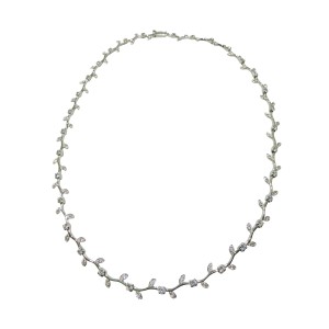 14K white gold necklace with zircon