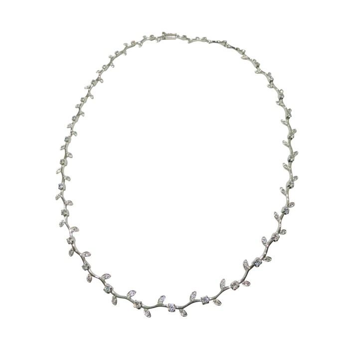 14K white gold necklace with zircon