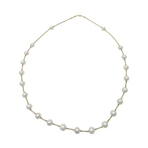 14K gold necklace with pearls