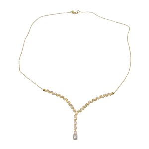 14K two-tone gold necklace with zircon stones