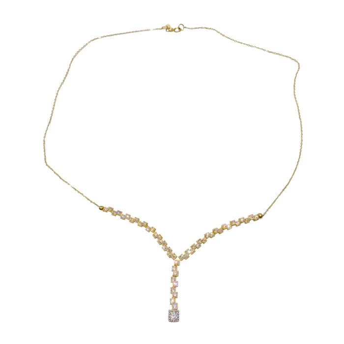 14K two-tone gold necklace with zircon stones
