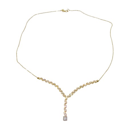 14K two-tone gold necklace with zircon stones