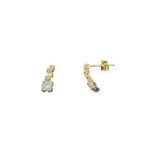 14K two-tone gold earrings with zircon stones