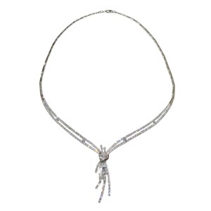 14K white gold necklace with zircon stones