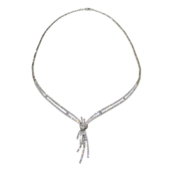 14K white gold necklace with zircon stones