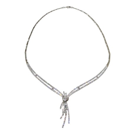 14K white gold necklace with zircon stones