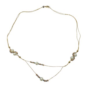 14K two-tone gold necklace with pearl