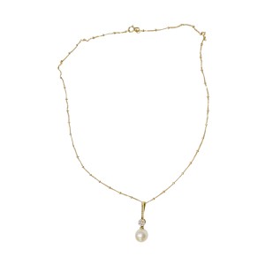 14K gold necklace with pearl and zircon stones