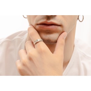 Λευκόχρυσο ανδρικό δαχτυλίδι 14Κ με ζιργκόν