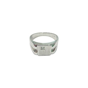 14K white gold men’s ring with zircon stone
