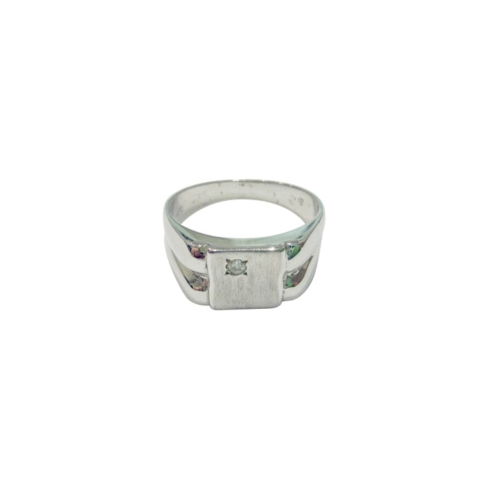 14K white gold men’s ring with zircon stone