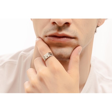 Λευκόχρυσο ανδρικό δαχτυλίδι 14Κ με ζιργκόν