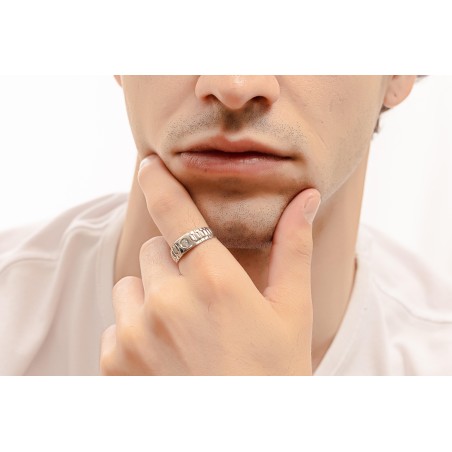 14K white gold men’s ring with zircon stone