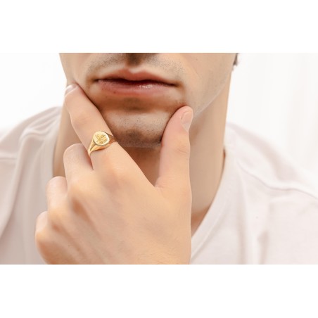 14K yellow gold men’s ring with zircon stone