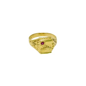 14K yellow gold men’s ring with zircon stone