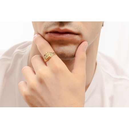 Χρυσό ανδρικό δαχτυλίδι 14Κ με πέτρα ζιργκόν