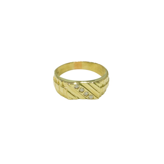 14K yellow gold men’s ring with zircon stones