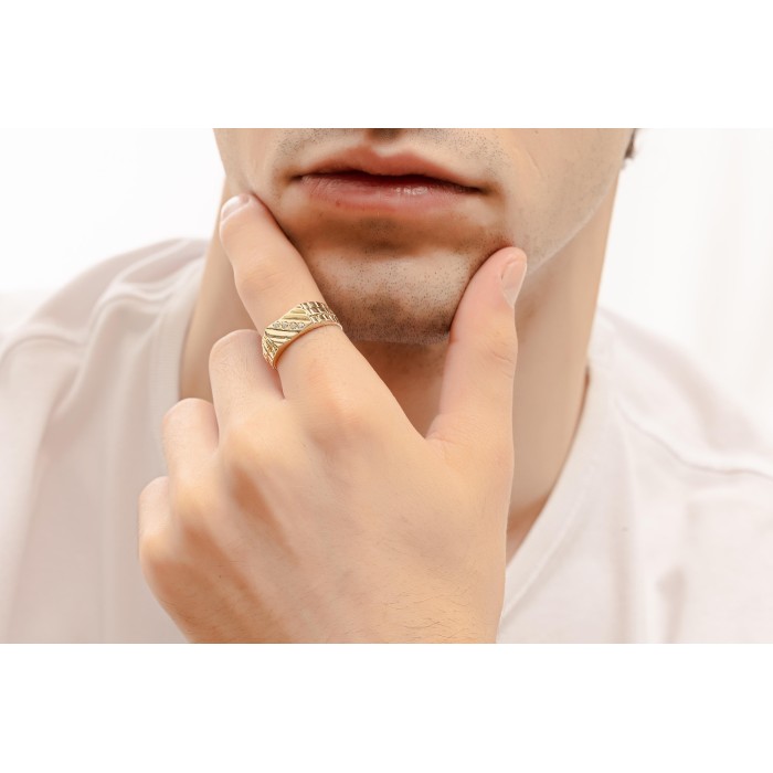 Χρυσό ανδρικό δαχτυλίδι 14Κ με πέτρες ζιργκόν