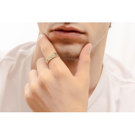 14K yellow gold men’s ring with zircon stones