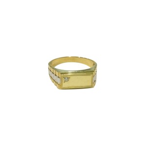 14K two-tone men’s ring with zircon stone
