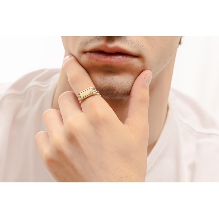Δίχρωμο ανδρικό δαχτυλίδι 14Κ με ζιργκόν