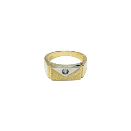14K two-tone men’s ring with zircon stone