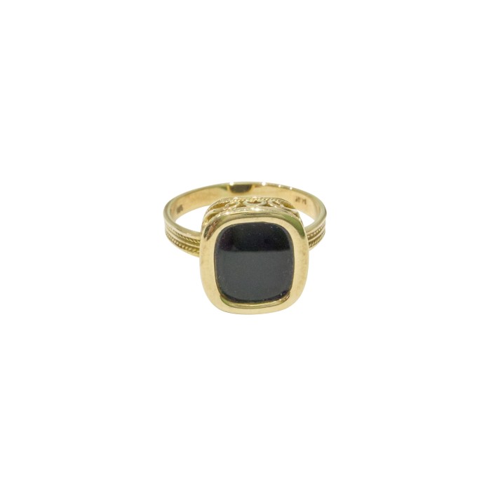 14K men’s gold ring with black stone