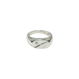 14K men’s white gold ring with zircon stone