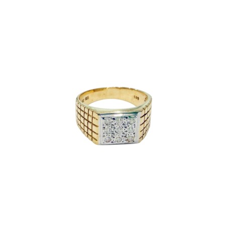 14K two-tone gold men’s ring with zircon